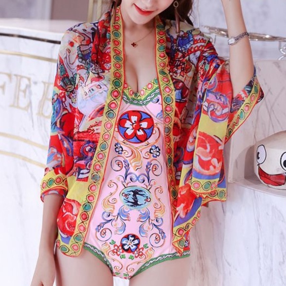 Milan Swimsuit + Matching Sarong | Bold Print One-Piece Bathing Suit Set - Picture 8 of 8